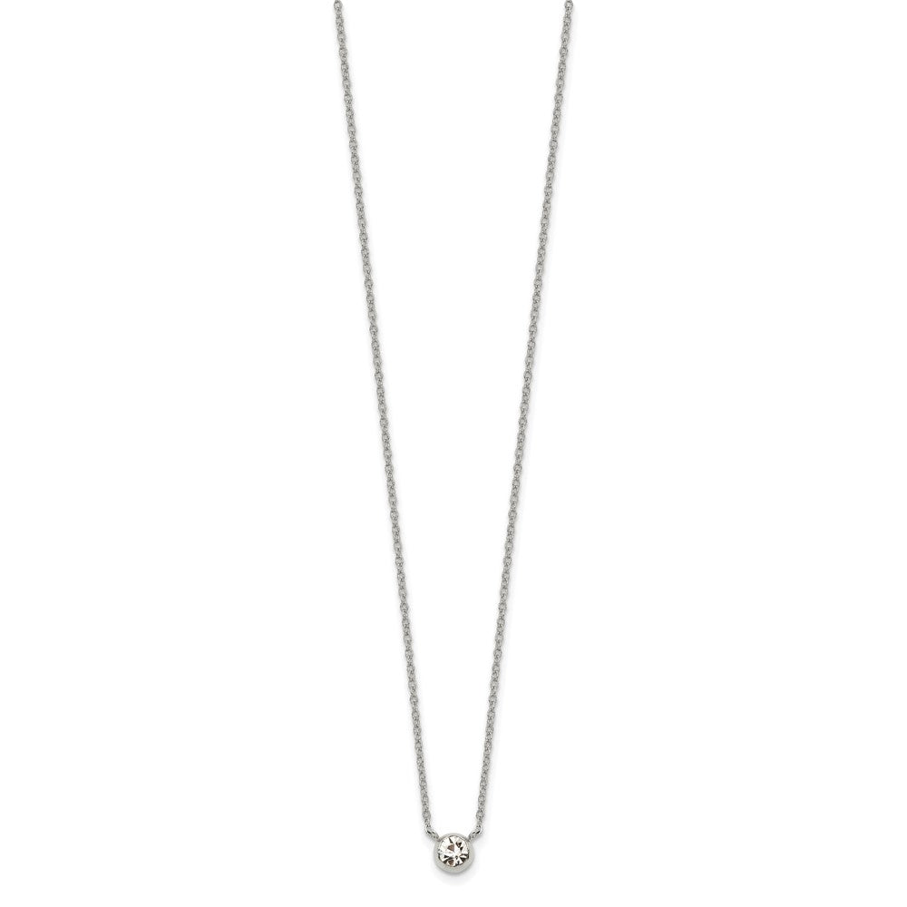 Chisel Stainless Steel Polished Glass Pendant on a 16 inch Cable Chain with a 2 inch Extension Necklace