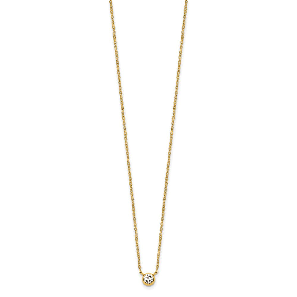 Chisel Stainless Steel Polished Yellow IP-plated Glass Pendant on a 16 inch Cable Chain with a 2 inch Extension Necklace