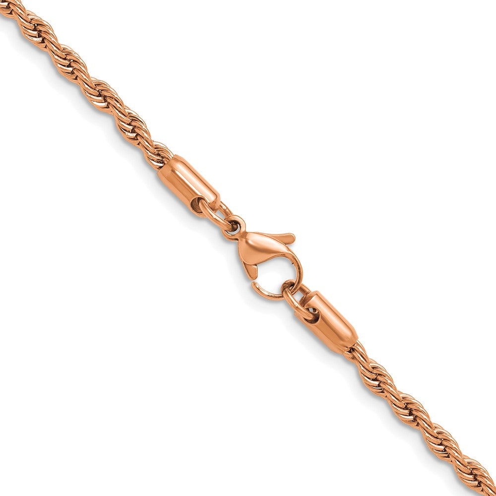 Chisel Stainless Steel Polished Rose IP-plated 3mm 18 inch Rope Chain