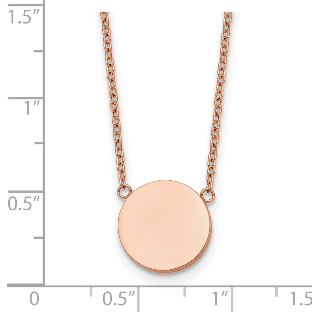 Chisel Stainless Steel Polished Rose IP-plated 1.2mm Disc on a 16 inch Plus a 2 inch Extension Cable Chain Necklace