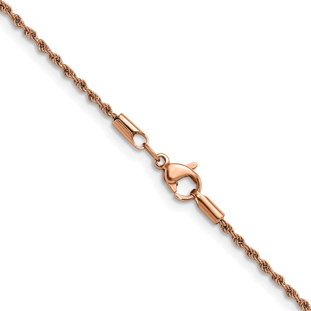 Chisel Stainless Steel Polished Rose IP-plated 1.5mm 18 inch Rope Chain