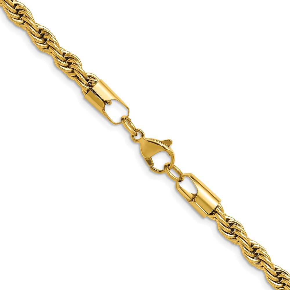 Chisel Stainless Steel Polished Yellow IP-plated 5mm 22 inch Rope Chain