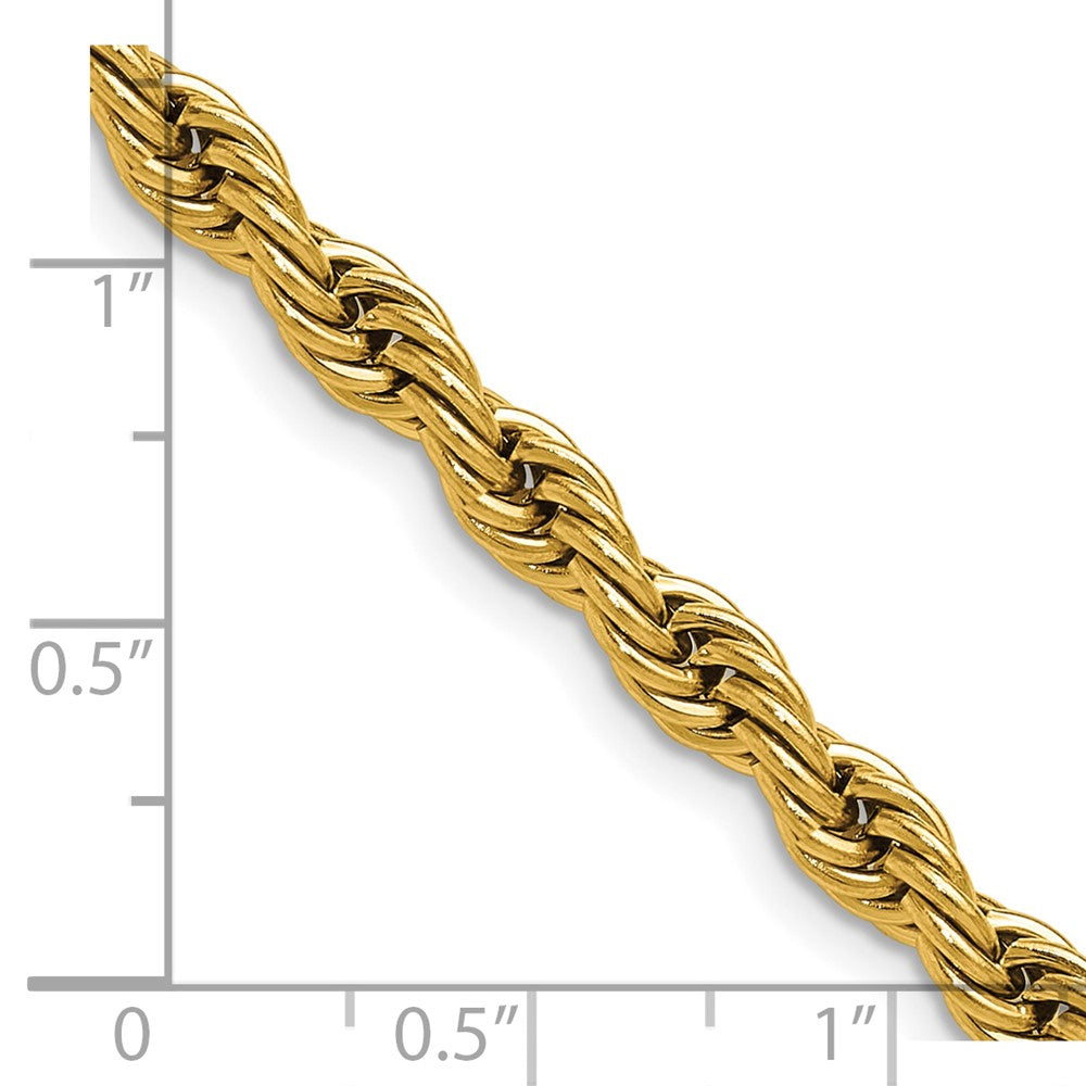 Chisel Stainless Steel Polished Yellow IP-plated 5mm 18 inch Rope Chain