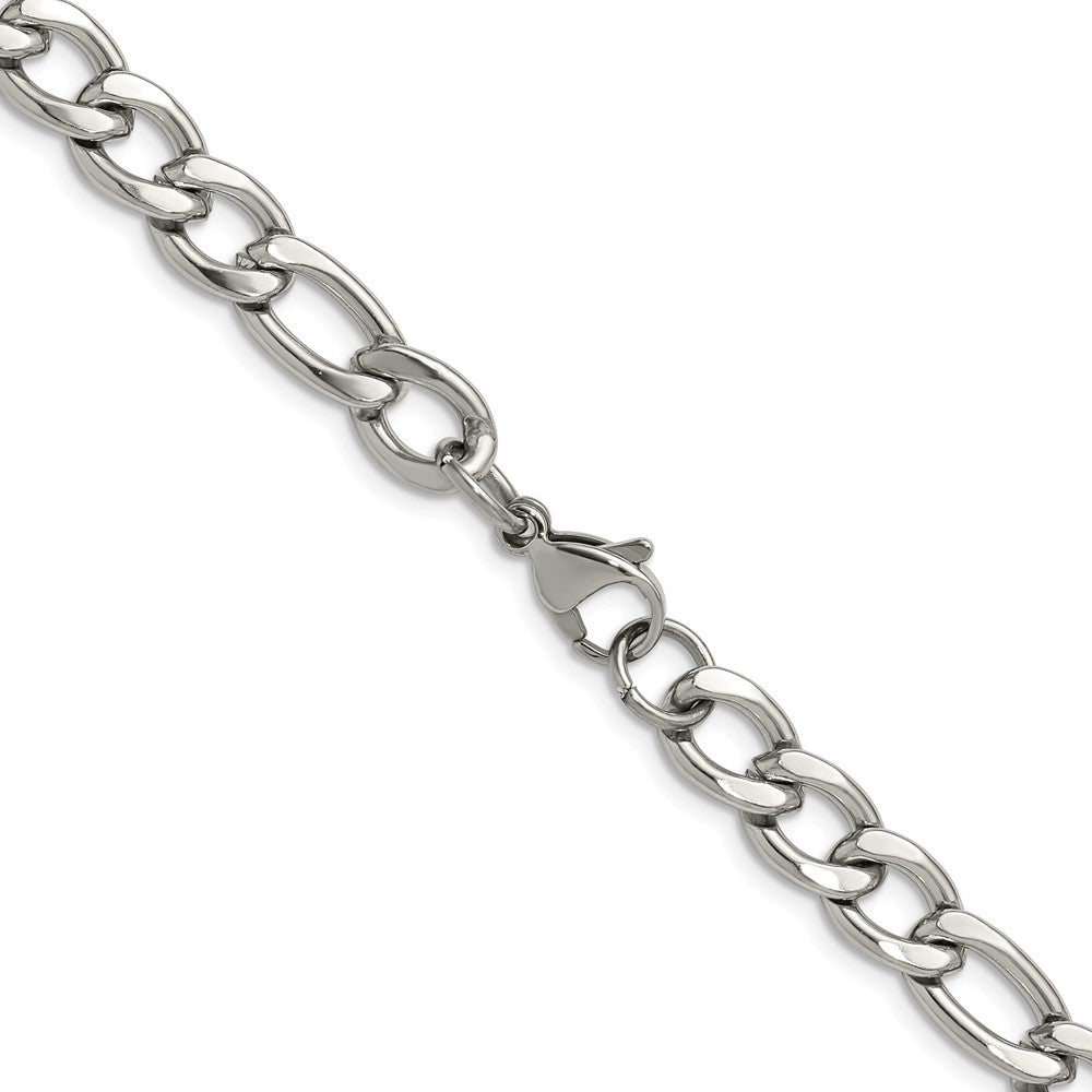Chisel Stainless Steel Polished 7.5mm 22 inch Figaro Chain