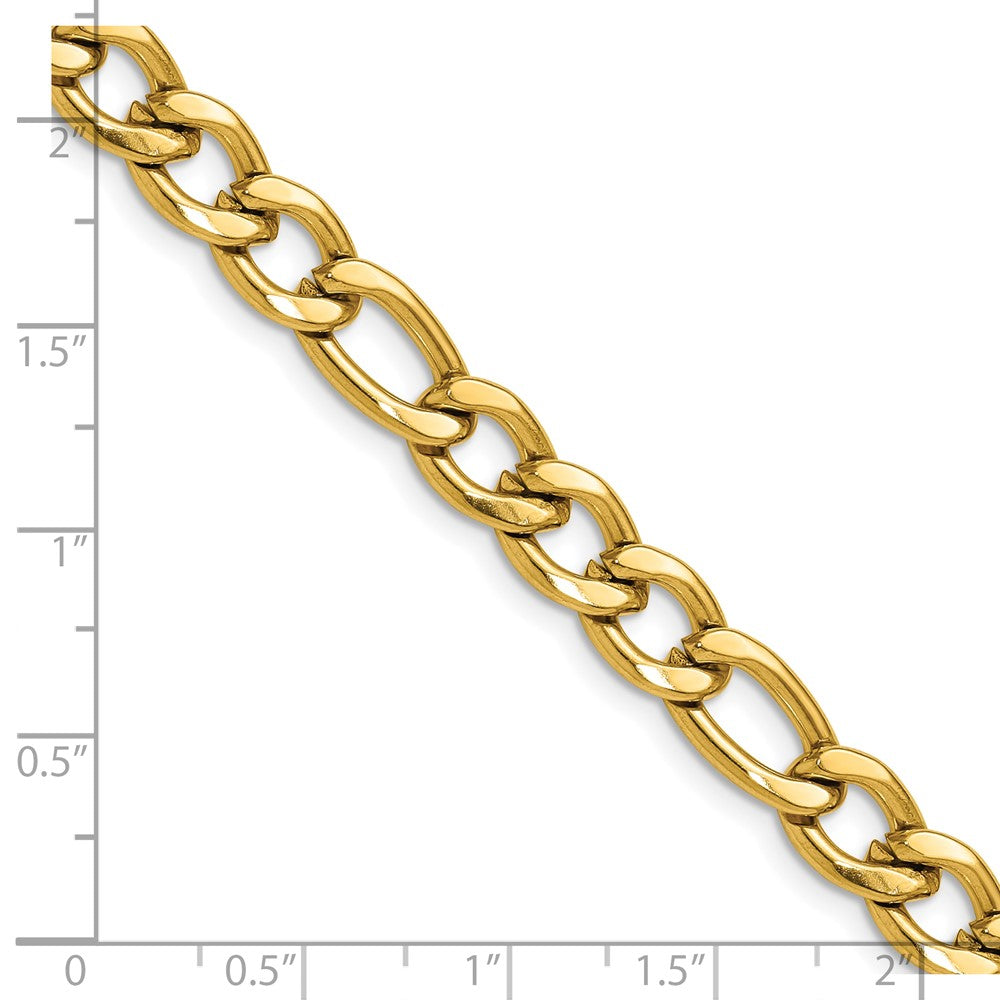 Chisel Stainless Steel Polished Yellow IP-plated 7.5mm 22 inch Figaro Chain