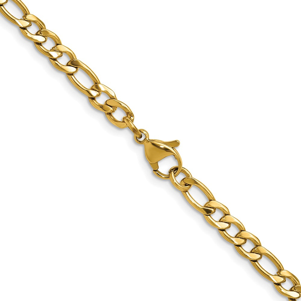 Chisel Stainless Steel Polished Yellow IP-plated 4.5mm 24 inch Figaro Chain