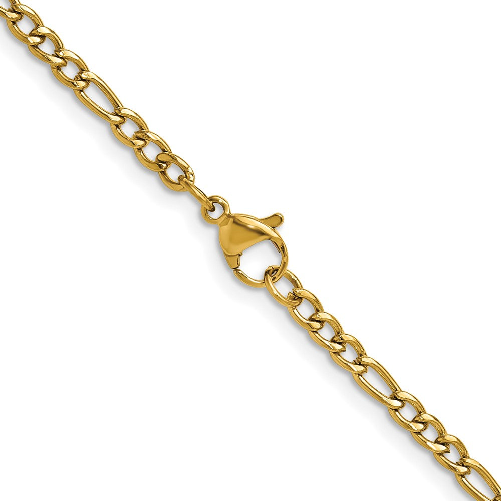 Chisel Stainless Steel Polished Yellow IP-plated 3mm 22 inch Figaro Chain