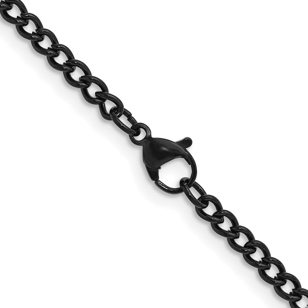 Chisel Stainless Steel Polished Black IP-plated 3mm 22 inch Round Curb Chain