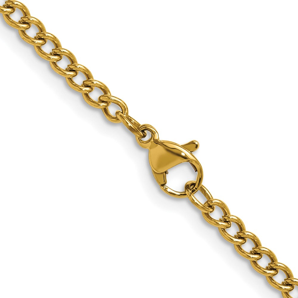 Chisel Stainless Steel Polished Yellow IP-plated 3mm 20 inch Round Curb Chain
