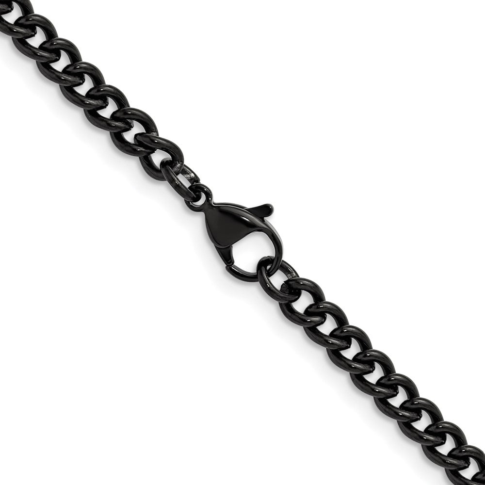 Chisel Stainless Steel Polished Black IP-plated 4.5mm 20 inch Round Curb Chain