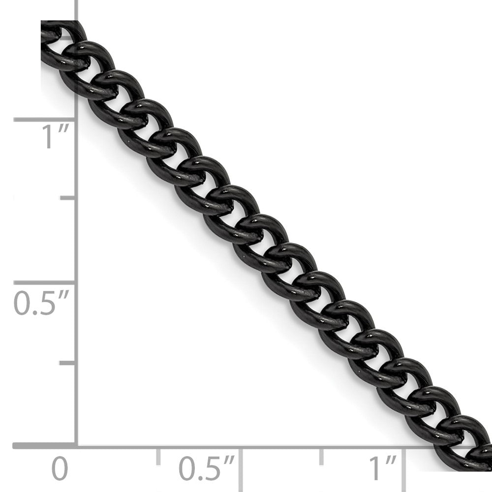 Chisel Stainless Steel Polished Black IP-plated 4.5mm 20 inch Round Curb Chain