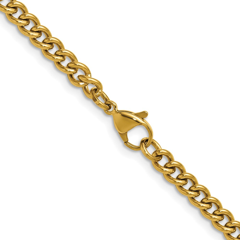 Chisel Stainless Steel Polished Yellow IP-plated 4.5mm 22 inch Round Curb Chain