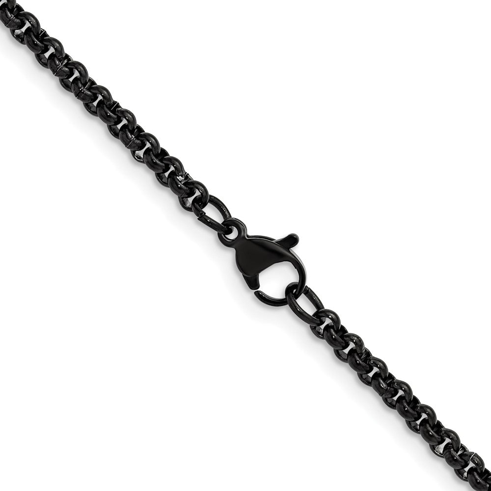 Chisel Stainless Steel Polished Black IP-plated 3mm 16 inch Rolo Chain