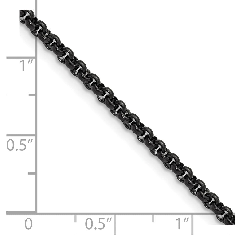 Chisel Stainless Steel Polished Black IP-plated 3mm 20 inch Rolo Chain