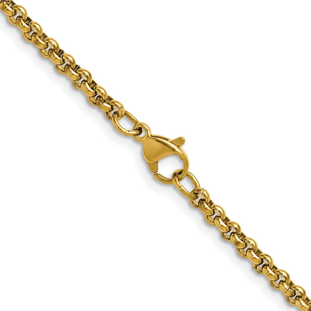 Chisel Stainless Steel Polished Yellow IP-plated 3mm 18 inch Rolo Chain