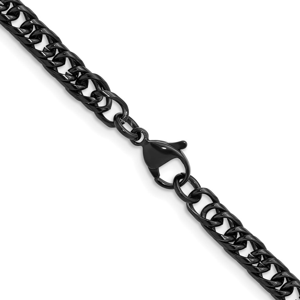 Chisel Stainless Steel Polished Black IP-plated 5mm 24 inch Double Curb Chain