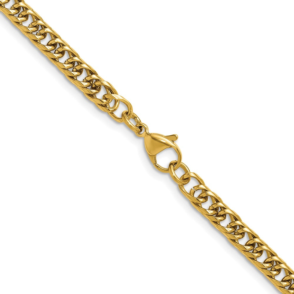 Chisel Stainless Steel Polished Yellow IP-plated 5mm 24 inch Double Curb Chain