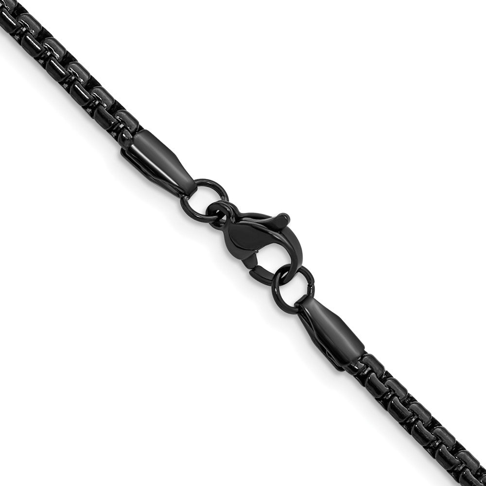 Chisel Stainless Steel Polished Black IP-plated 3mm 18 inch Flat Box Chain