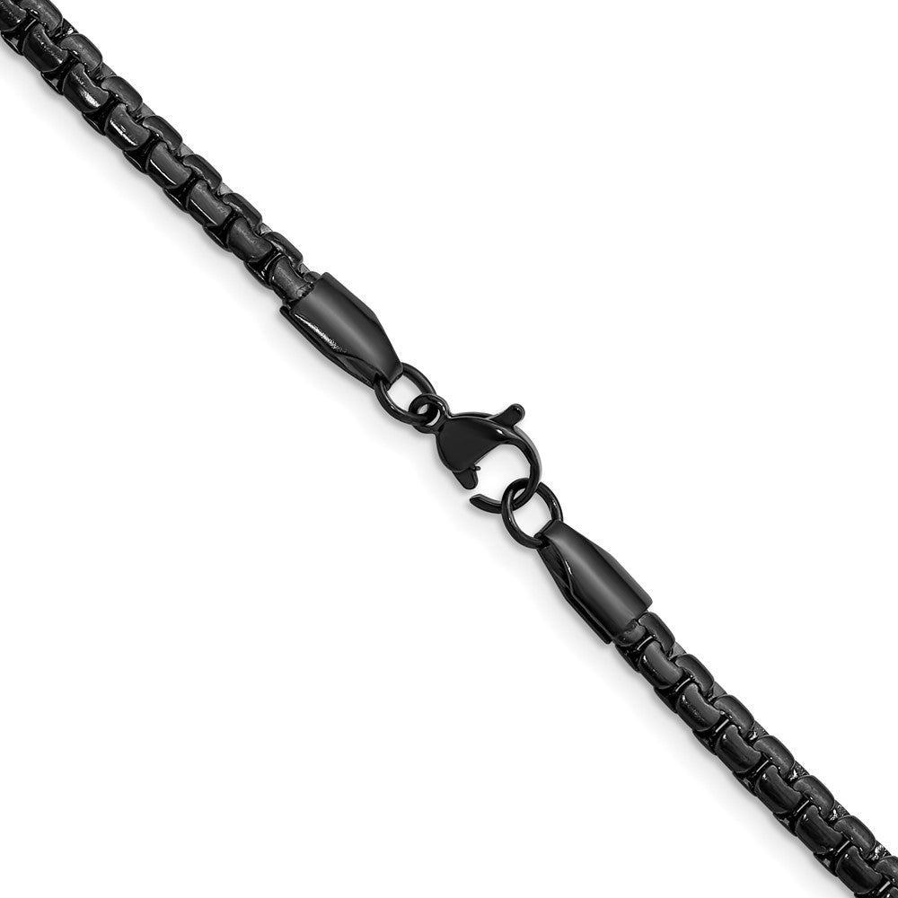 Chisel Stainless Steel Polished Black IP-plated 4mm 20 inch Flat Box Chain