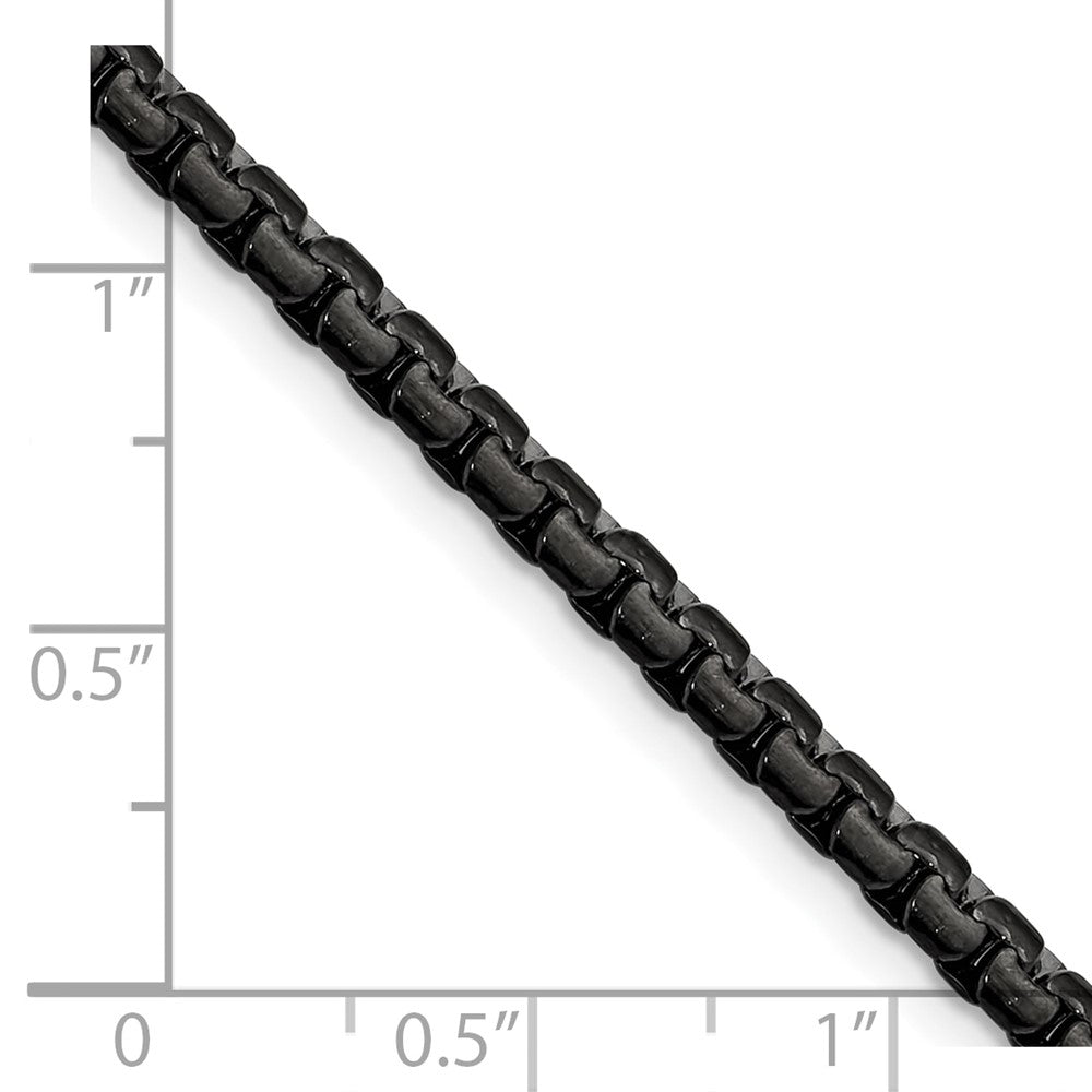 Chisel Stainless Steel Polished Black IP-plated 4mm 24 inch Flat Box Chain