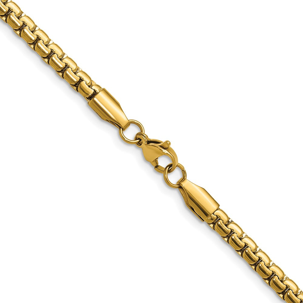 Chisel Stainless Steel Polished Yellow IP-plated 4mm 22 inch Flat Box Chain