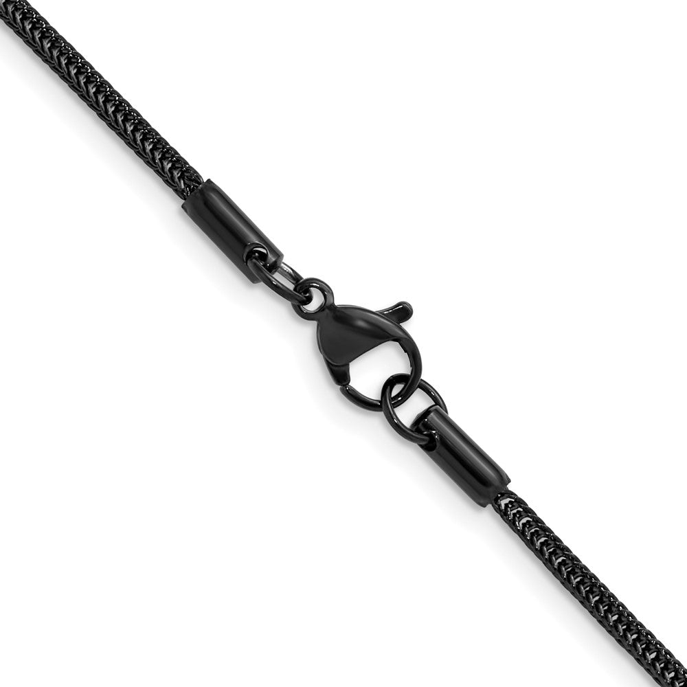 Chisel Stainless Steel Polished Black IP-plated 1.5mm 16 inch Square Wheat Chain