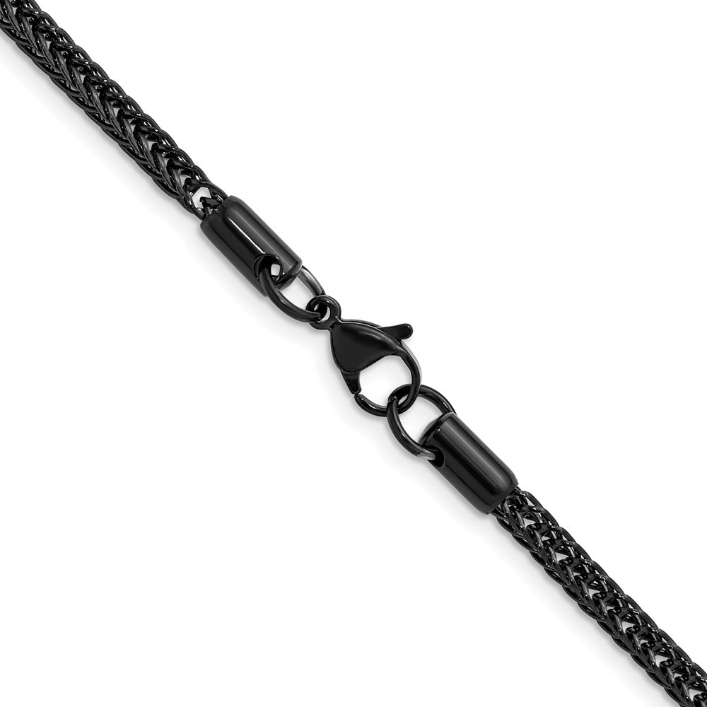 Chisel Stainless Steel Polished Black IP-plated 3.2mm 24 inch Square Wheat Chain