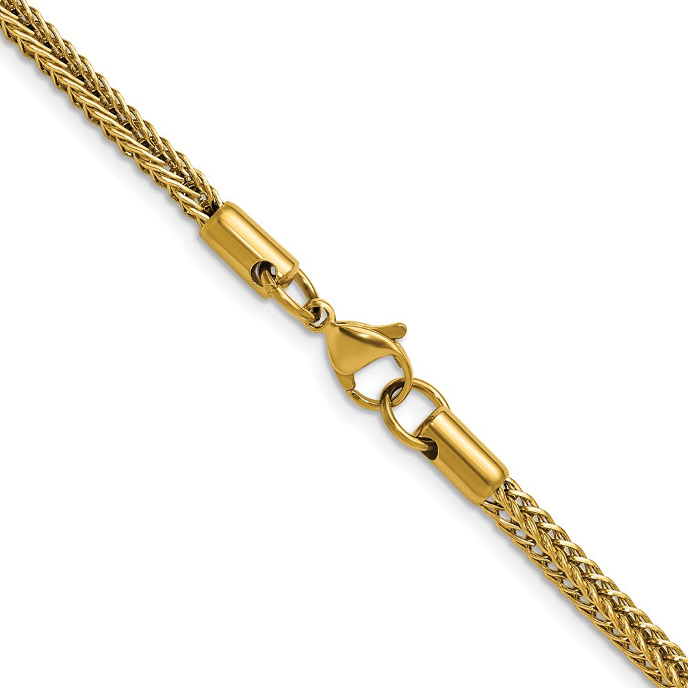Chisel Stainless Steel Polished Yellow IP-plated 3.2mm 16 inch Square Wheat Chain