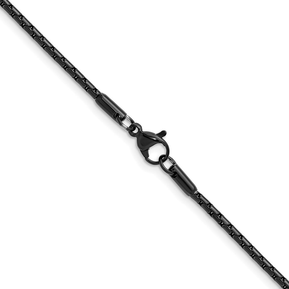 Chisel Stainless Steel Polished Black IP-plated 1.7mm 18 inch Elongated Box Chain