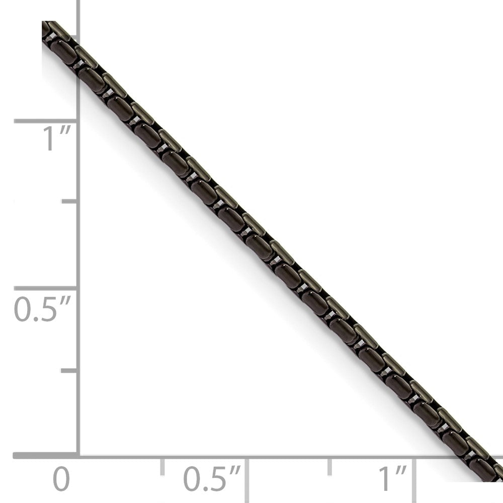 Chisel Stainless Steel Polished Black IP-plated 1.7mm 18 inch Elongated Box Chain