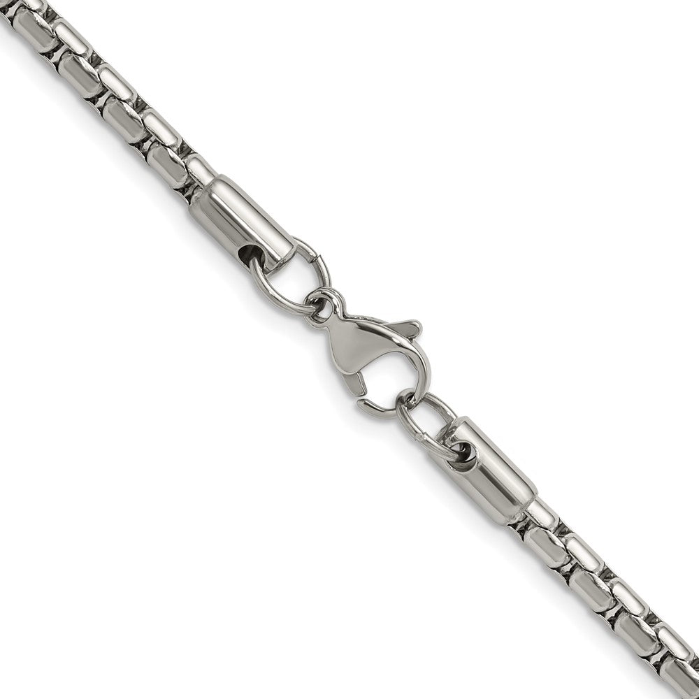Chisel Stainless Steel Polished 3.5mm 20 inch Elongated Round Box Chain