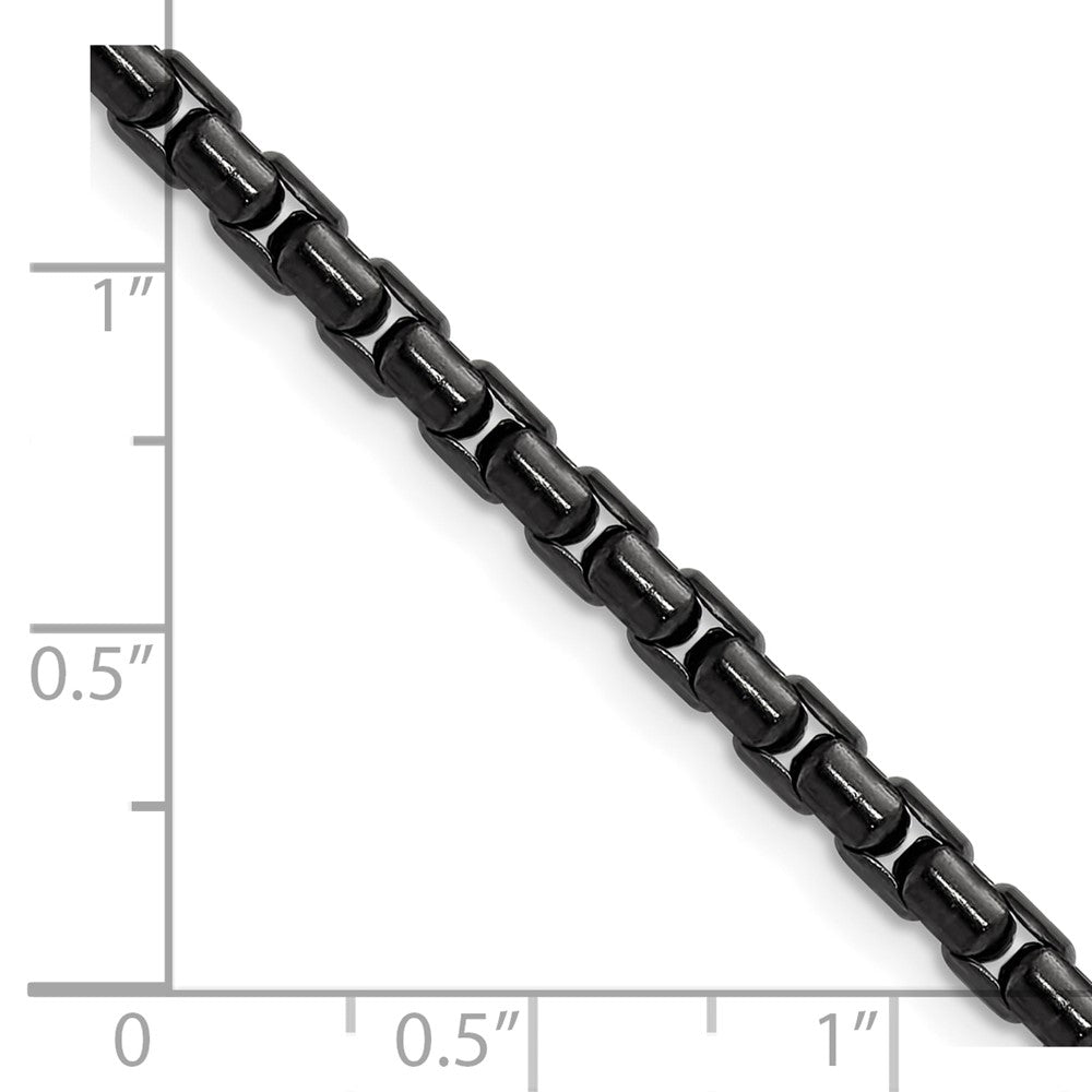 Chisel Stainless Steel Polished Black IP-plated 3.5mm 20 inch Elongated Round Box Chain