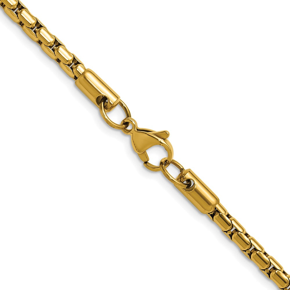 Chisel Stainless Steel Polished Yellow IP-plated 3.5mm 24 inch Elongated Round Box Chain