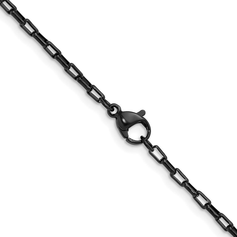 Chisel Stainless Steel Polished Black IP-plated 2.2mm 16 inch Fancy Box/Paperclip Link Chain