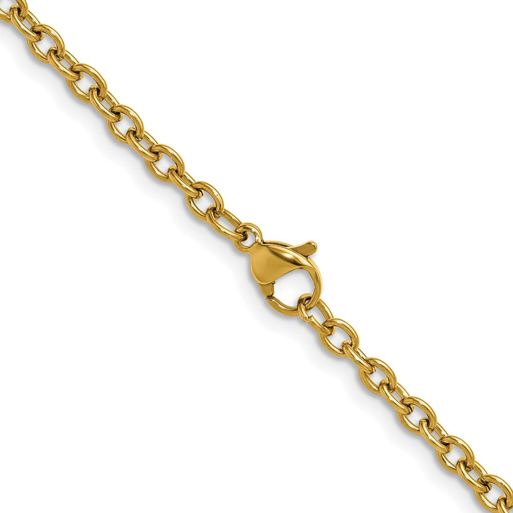Chisel Stainless Steel Polished Yellow IP-plated 3mm 24 inch Cable Chain