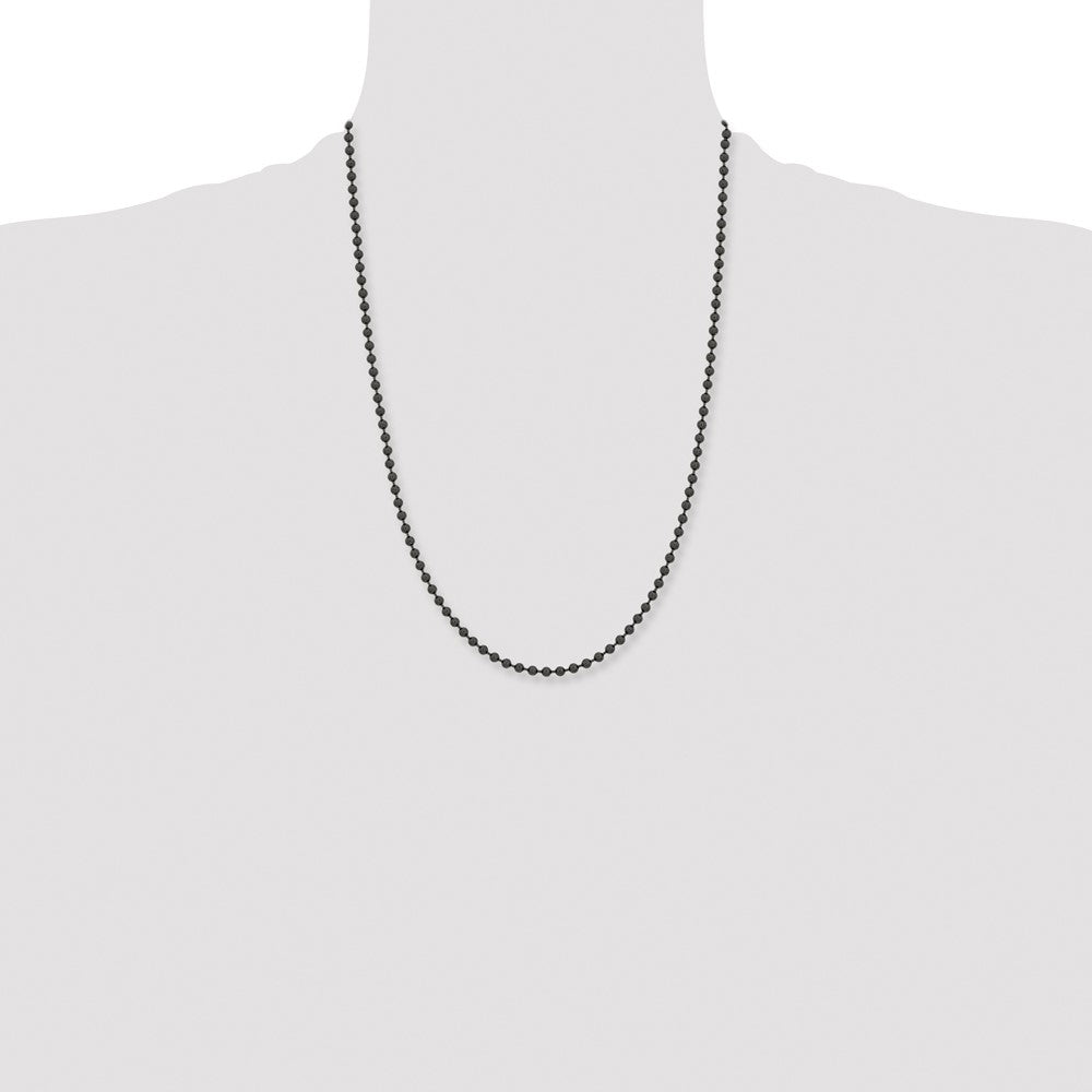 Chisel Stainless Steel Polished Black IP-plated 2.4mm 24 inch Ball Chain