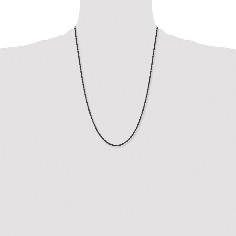 Chisel Stainless Steel Polished Black IP-plated 2.4mm 24 inch Rope Chain