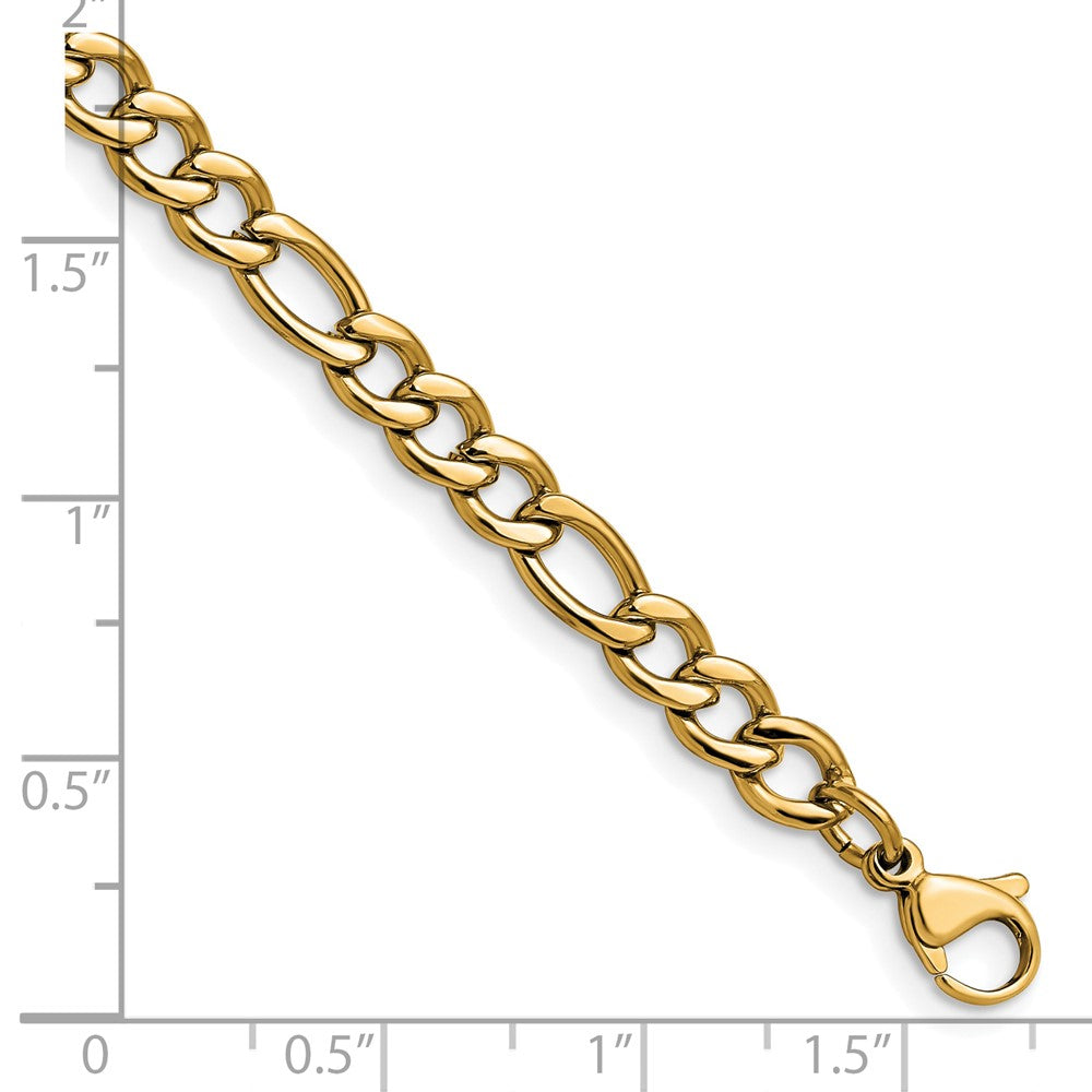 Chisel Stainless Steel Polished Yellow IP-plated 5.3mm 7 inch Figaro Chain