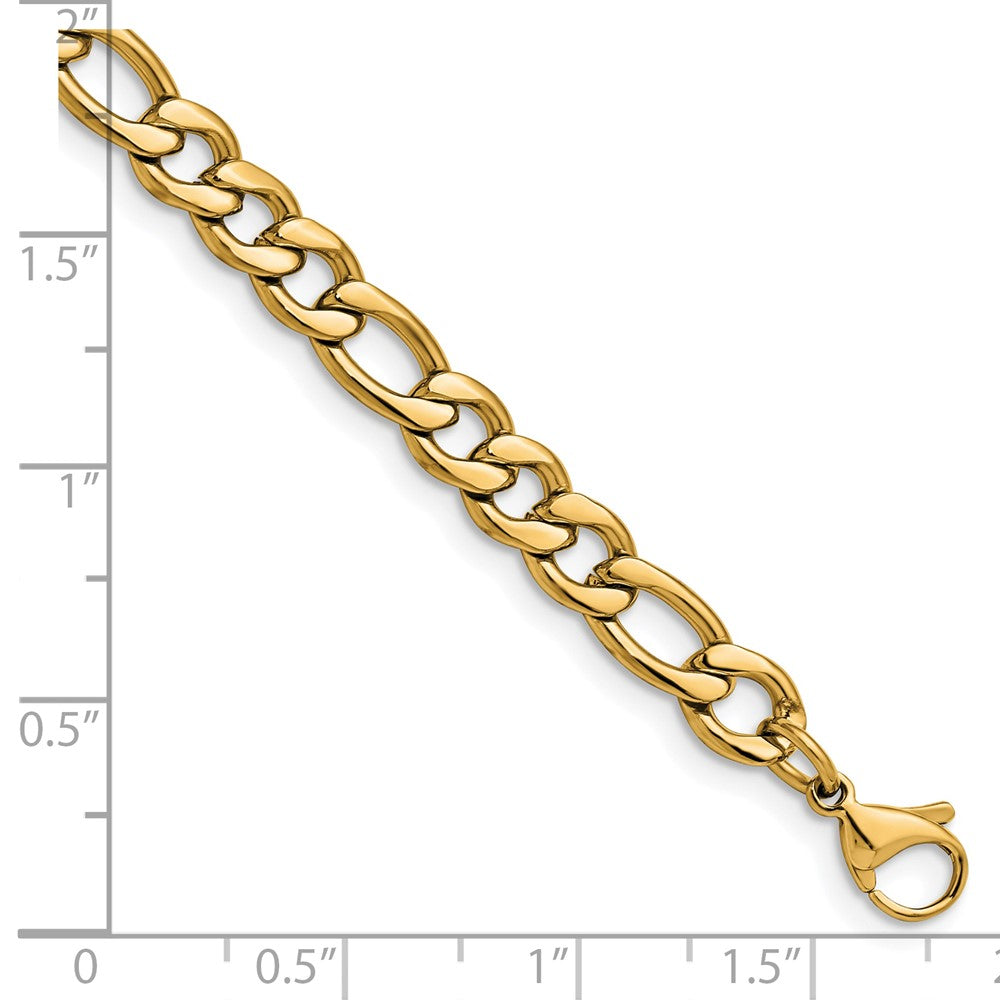 Chisel Stainless Steel Polished Yellow IP-plated 6.75mm 8 inch Figaro Chain