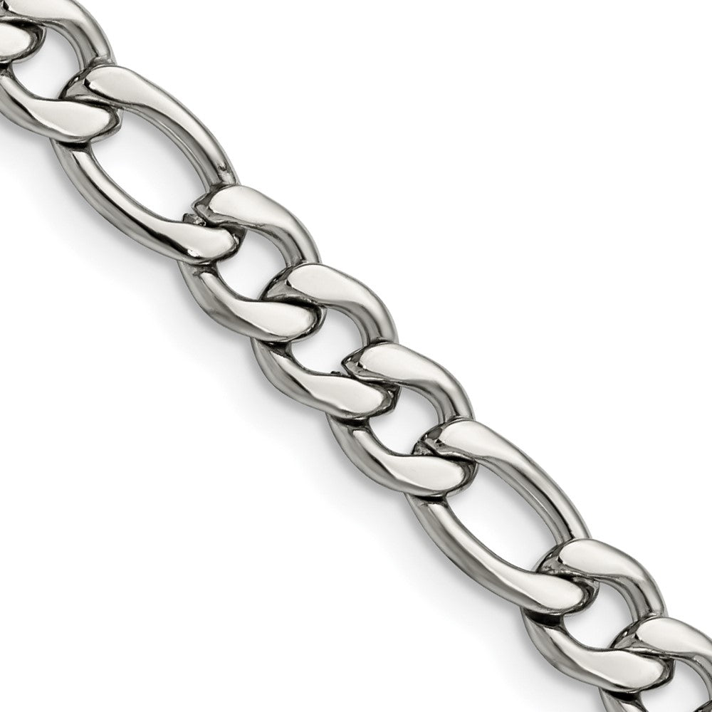 Chisel Stainless Steel Polished 6.75mm 9 inch Figaro Chain