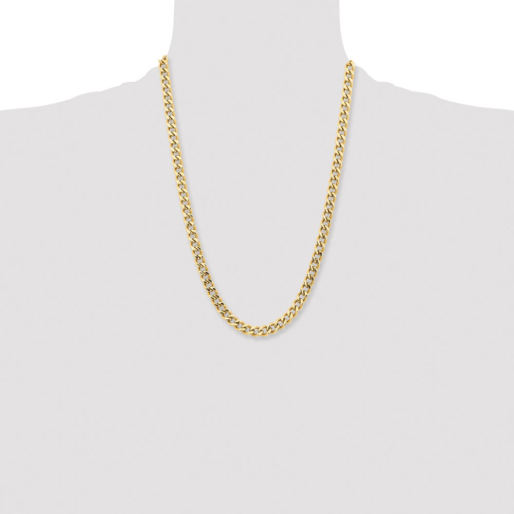 Chisel Stainless Steel Polished Yellow IP-plated 7.5mm 24 inch Curb Chain