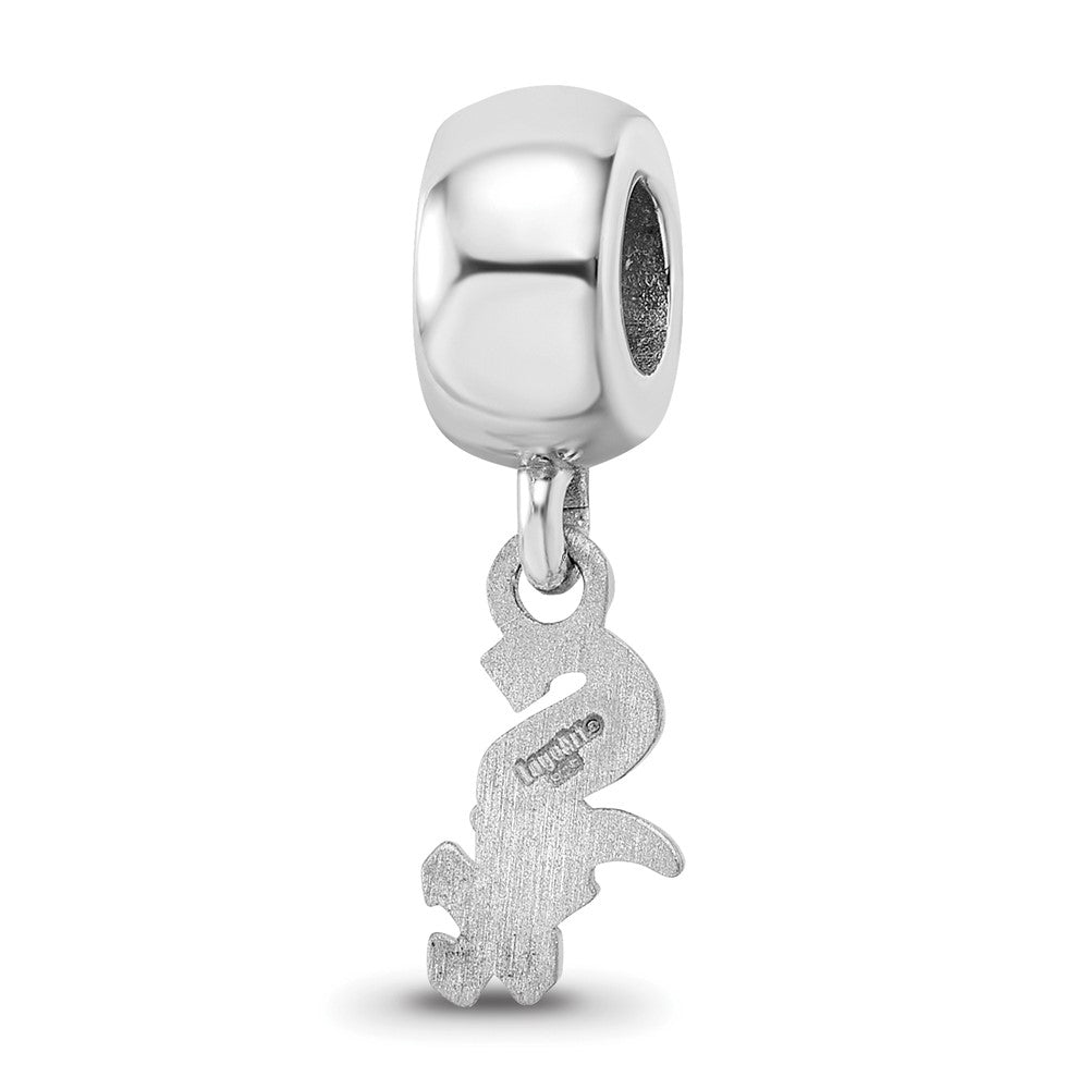 Sterling Silver Rhodium-plated MLB Chicago White Sox Extra Small Dangle Bead