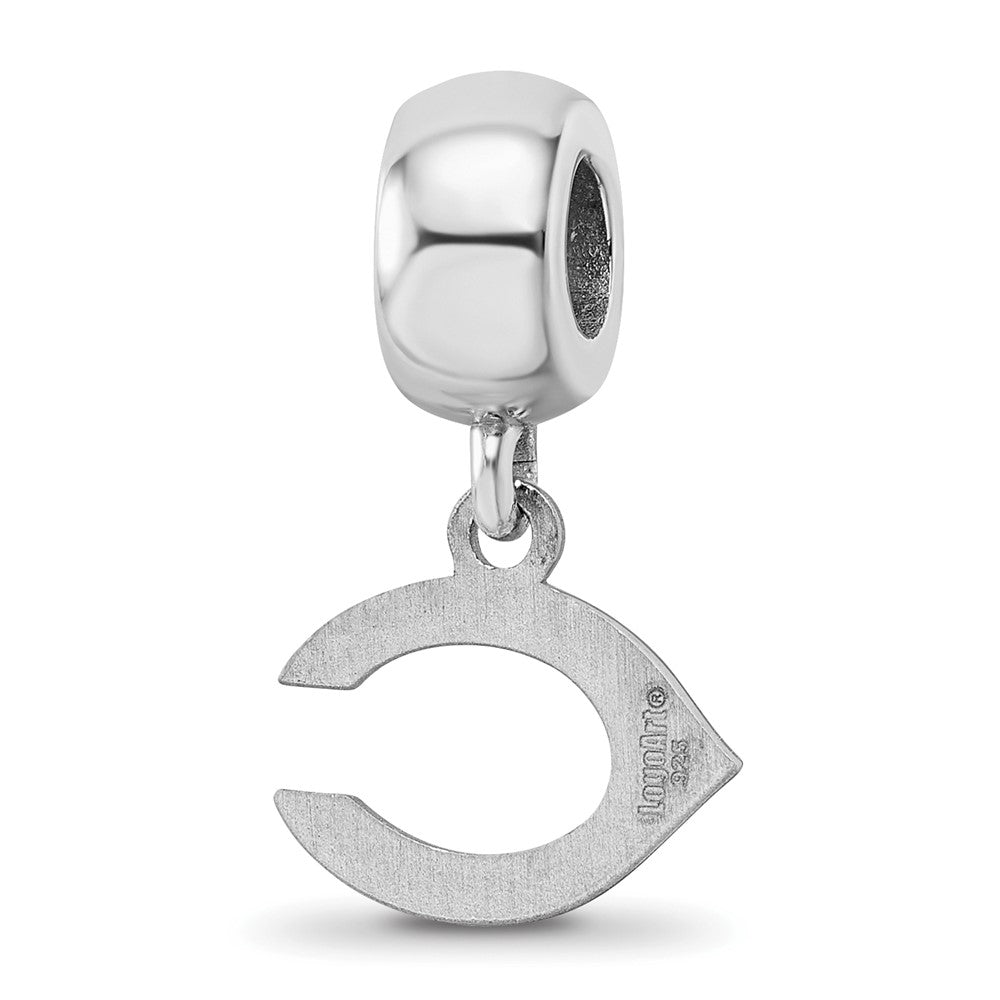 Sterling Silver Rhodium-plated MLB Cincinnati Reds Letter C Extra Small Dangle Bead