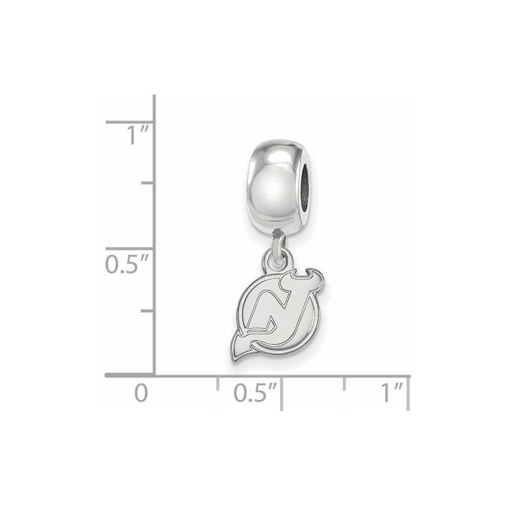 Sterling Silver Rhodium-plated NHL New Jersey Devils Extra Small Dangle Bead Charm