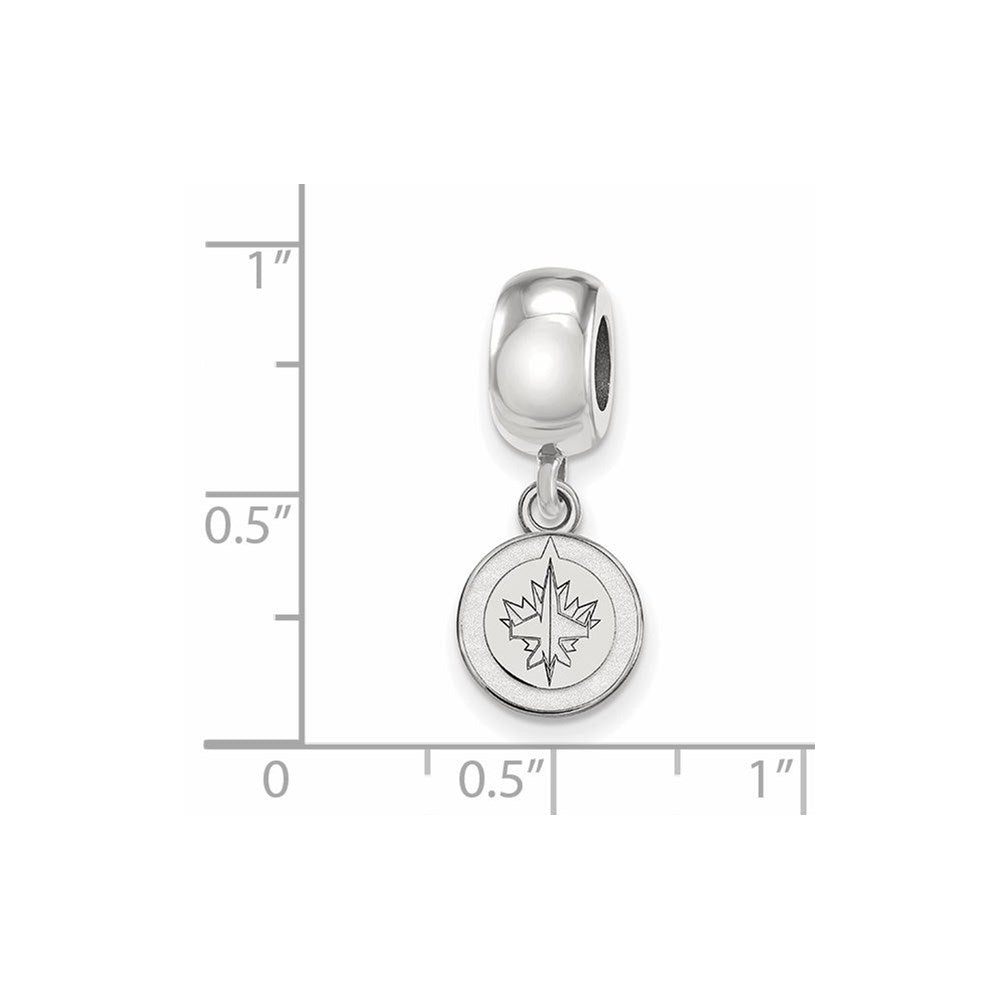 Sterling Silver Rhodium-plated NHL Winnipeg Jets Extra Small Dangle Bead Charm