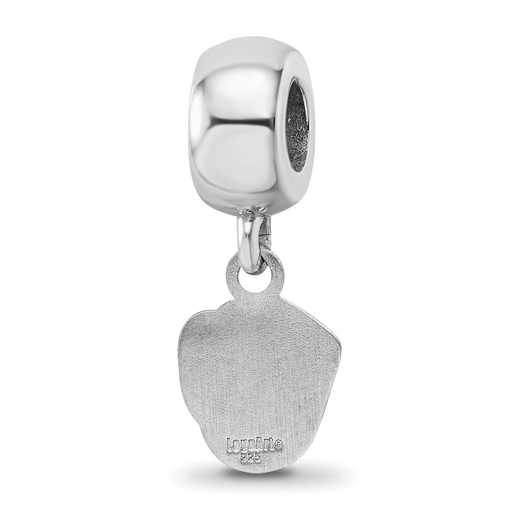 Sterling Silver Rhodium-plated MLB Milwaukee Brewers Baseball Glove Extra Small Dangle Bead