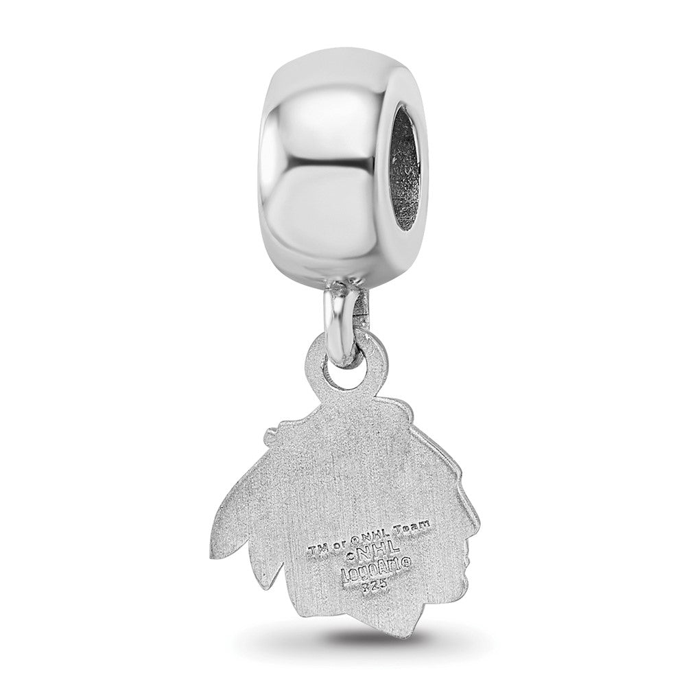 Sterling Silver Rhodium-plated NHL Chicago Blackhawks Extra Small Dangle Bead