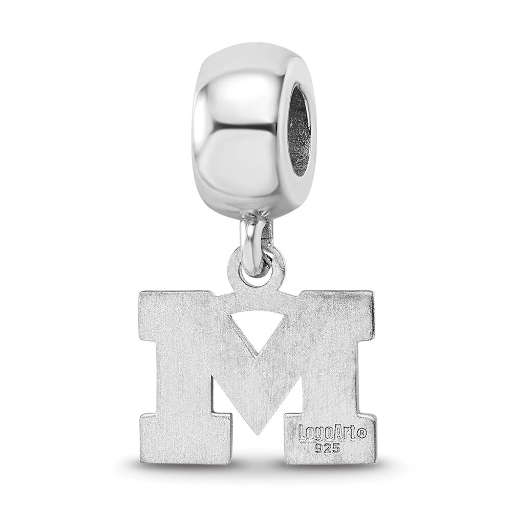 Sterling Silver Rhodium-plated University of Michigan Letter M Extra Small Dangle Bead Charm