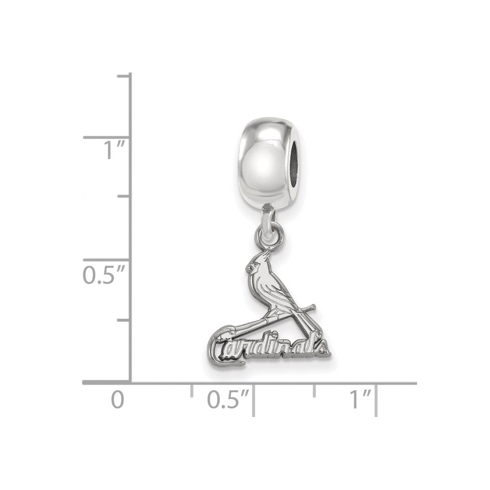 Sterling Silver Rhodium-plated MLB LogoArt St. Louis Cardinals Bird and Bat Small Dangle Bead