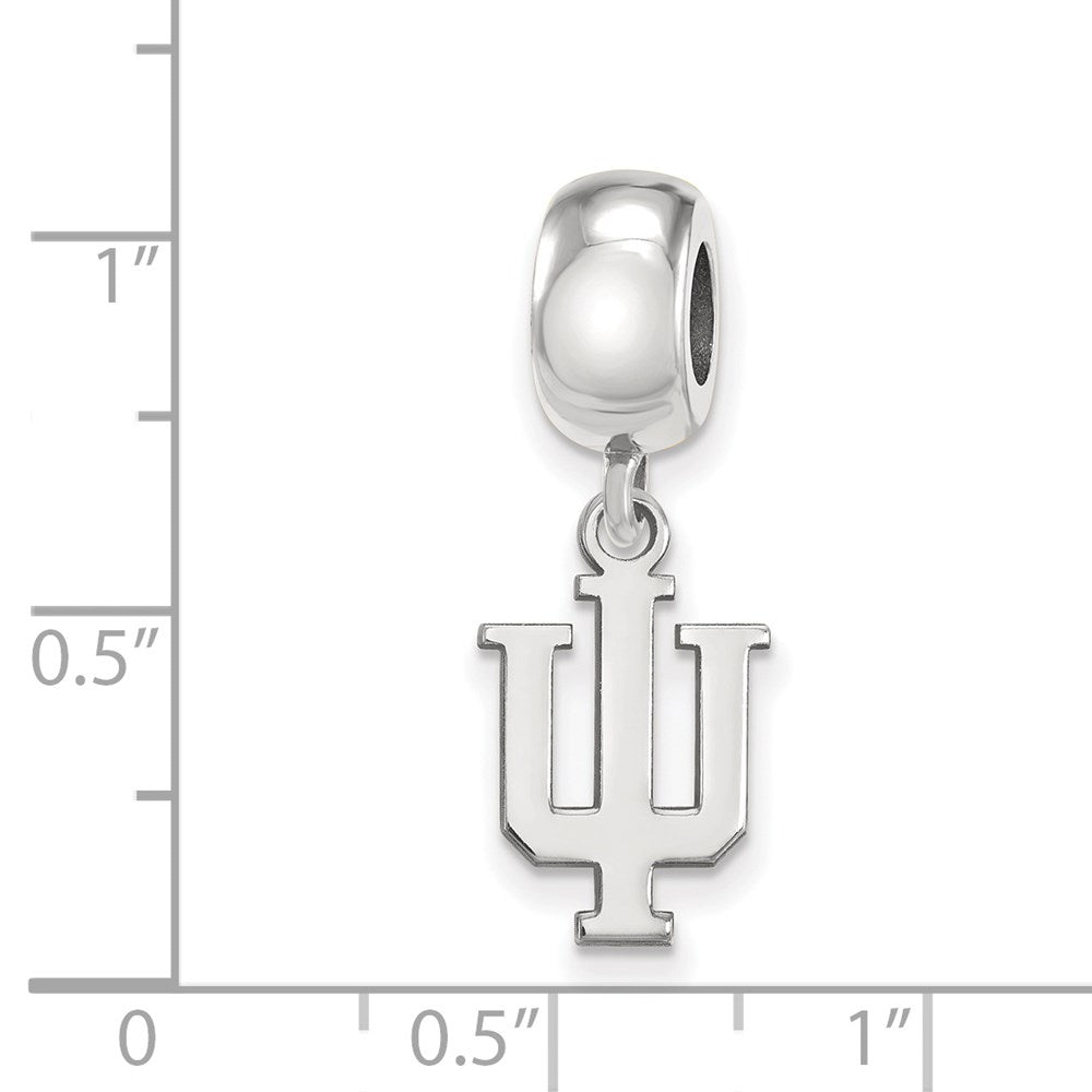Sterling Silver Rhodium-plated Indiana University I-U Small Dangle Bead Charm
